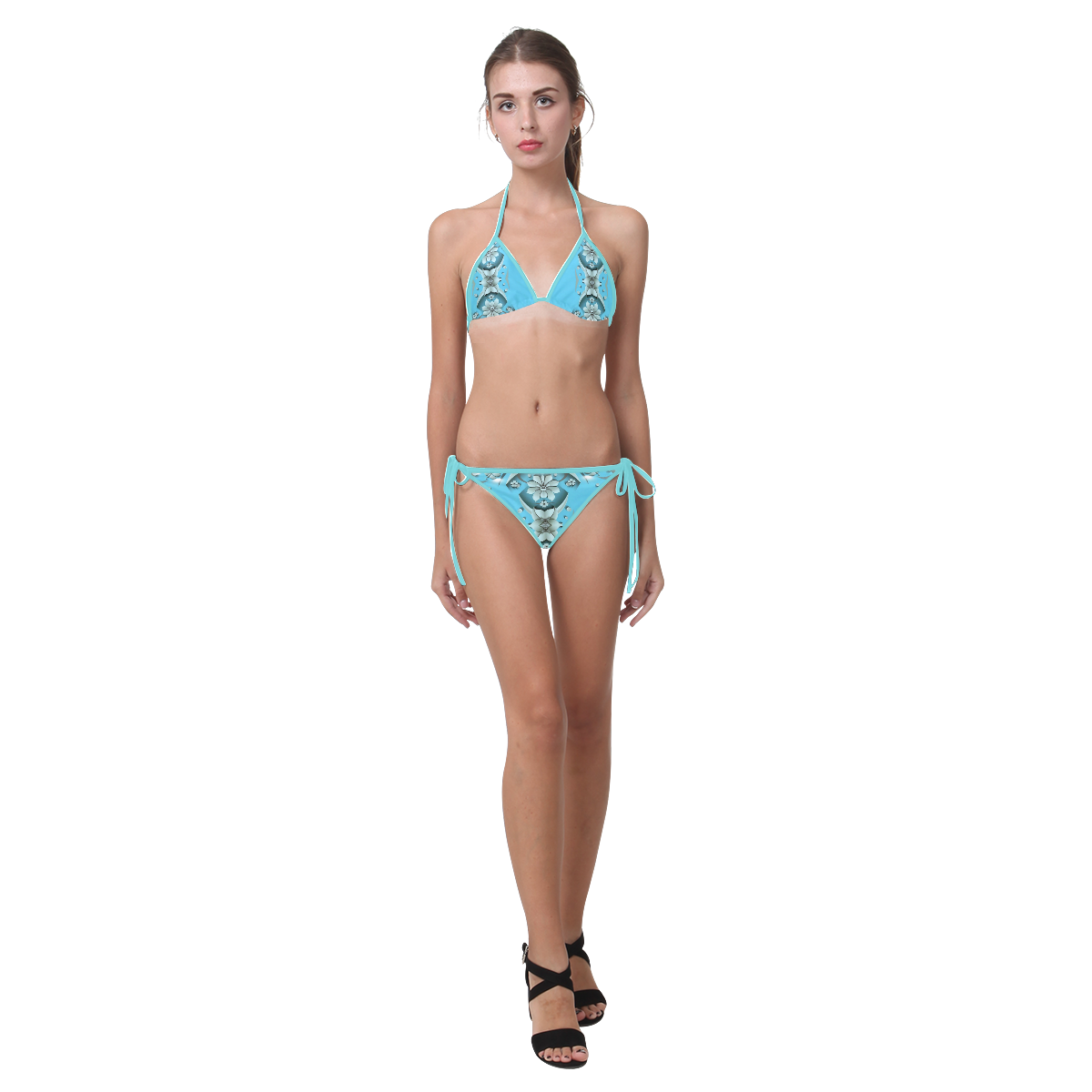 blue floral Bikini-#Annabellerockz Custom Bikini Swimsuit (Model S01)