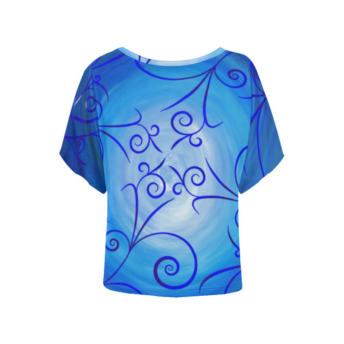 Blau Blau Women's Batwing-Sleeved Blouse T shirt (Model T44)