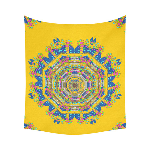 Happy fantasy earth mandala Cotton Linen Wall Tapestry 60"x 51"