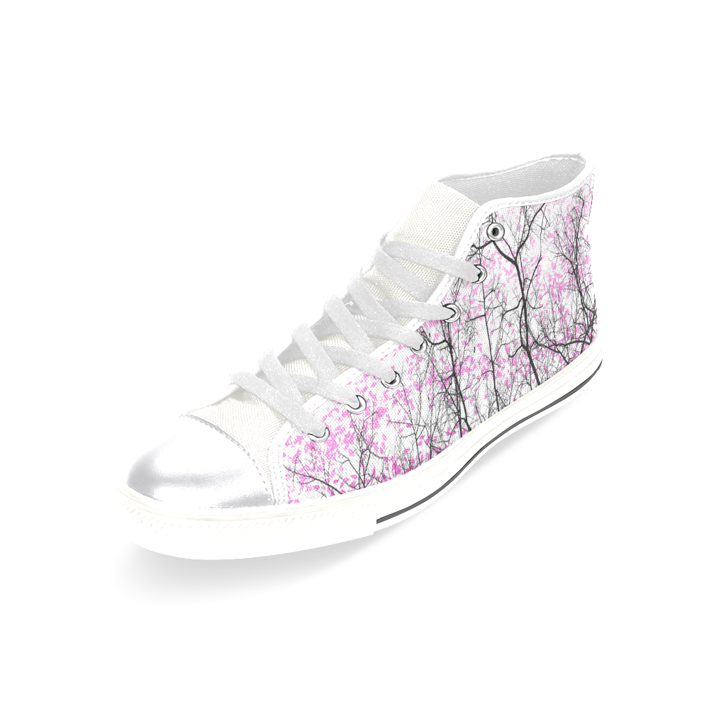 Cherry Blossom Women's Classic High Top Canvas Shoes (Model 017)