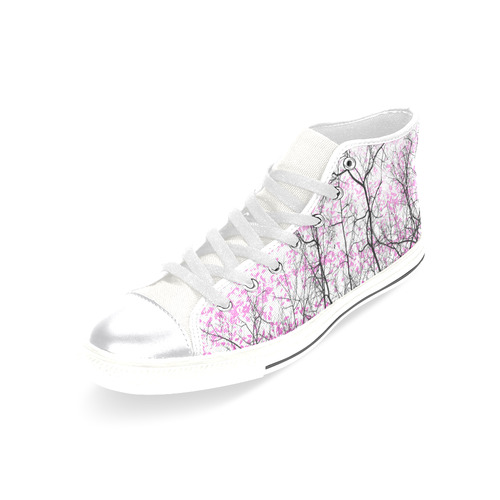 Cherry Blossom Women's Classic High Top Canvas Shoes (Model 017)