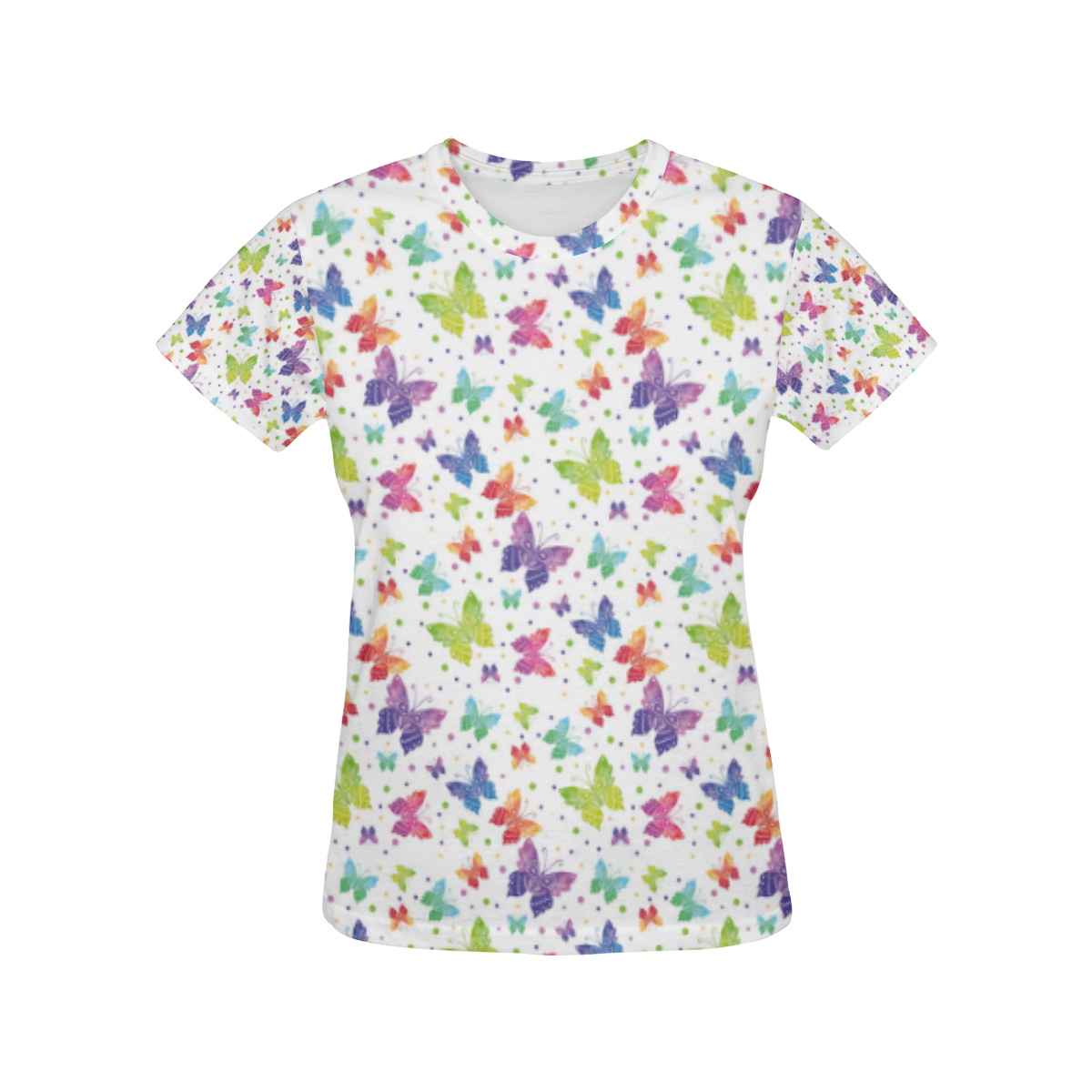 Colorful Butterflies All Over Print T-Shirt for Women (USA Size) (Model T40)