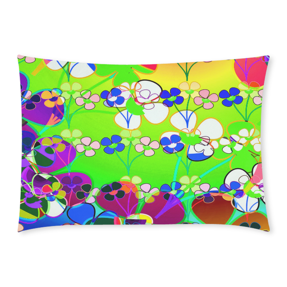Abstract Pop Neon Flowers Custom Rectangle Pillow Case 20x30 (One Side)