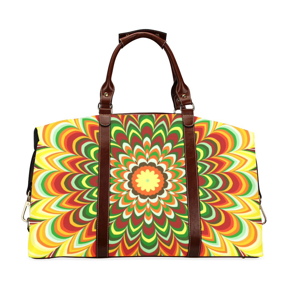 Colorful flower striped mandala Classic Travel Bag (Model 1643) Remake