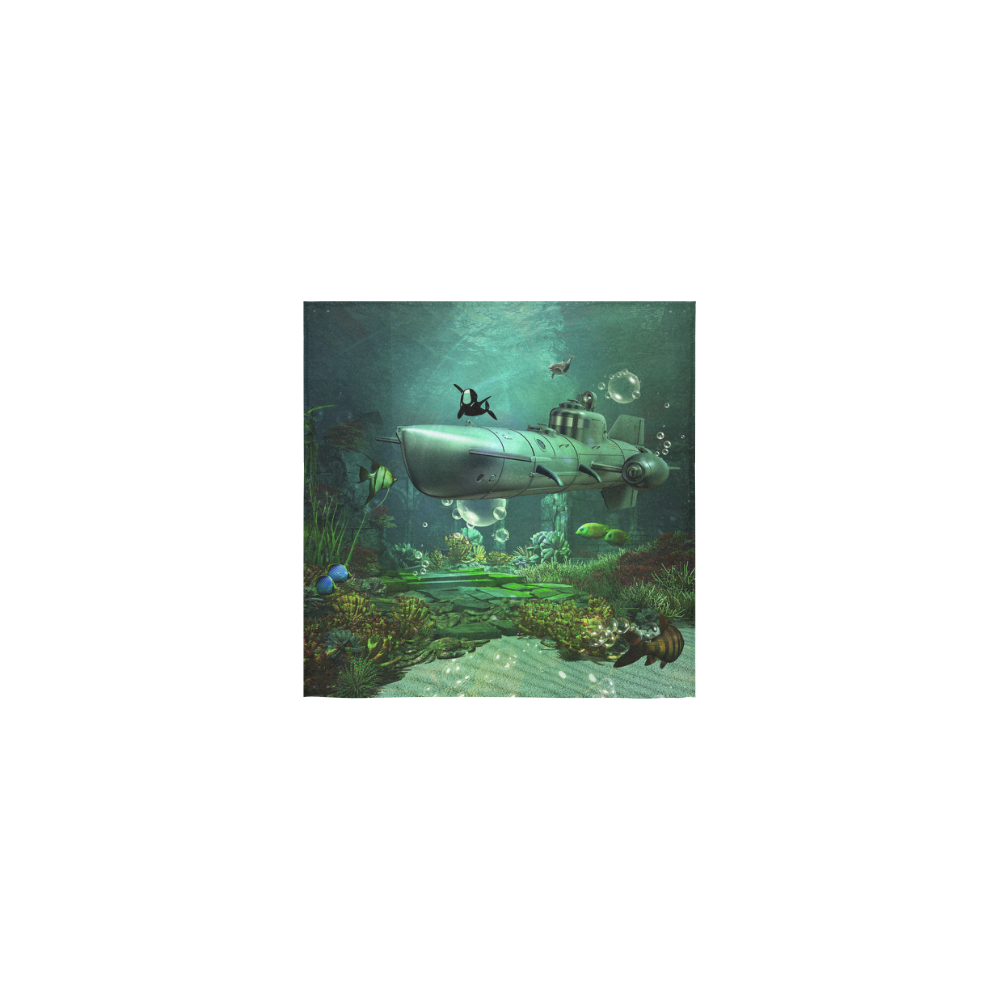 Awesome submarine with orca Square Towel 13“x13”