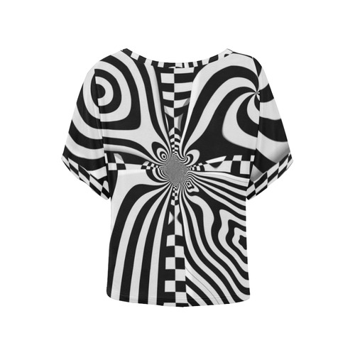op art die vier Elemente welle by Asris Women's Batwing-Sleeved Blouse T shirt (Model T44)