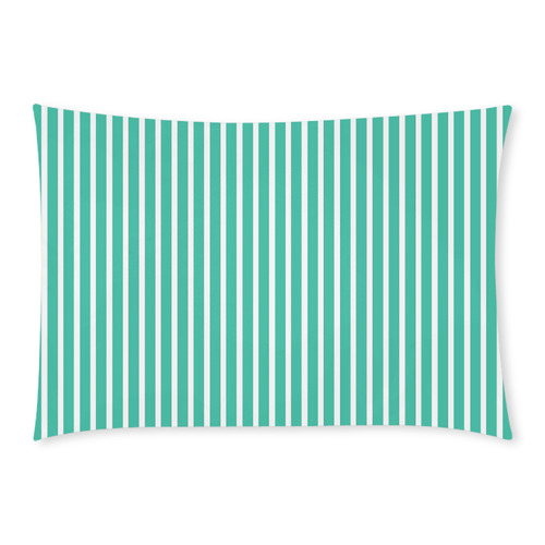 Aquamarine And White Candy Stripes Custom Rectangle Pillow Case 20x30 (One Side)