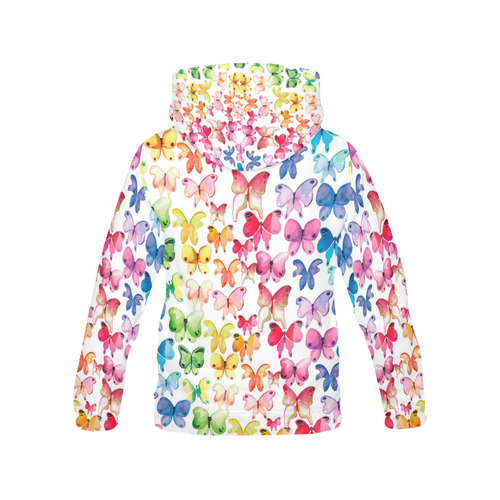 Rainbow Butterflies All Over Print Hoodie for Women (USA Size) (Model H13)