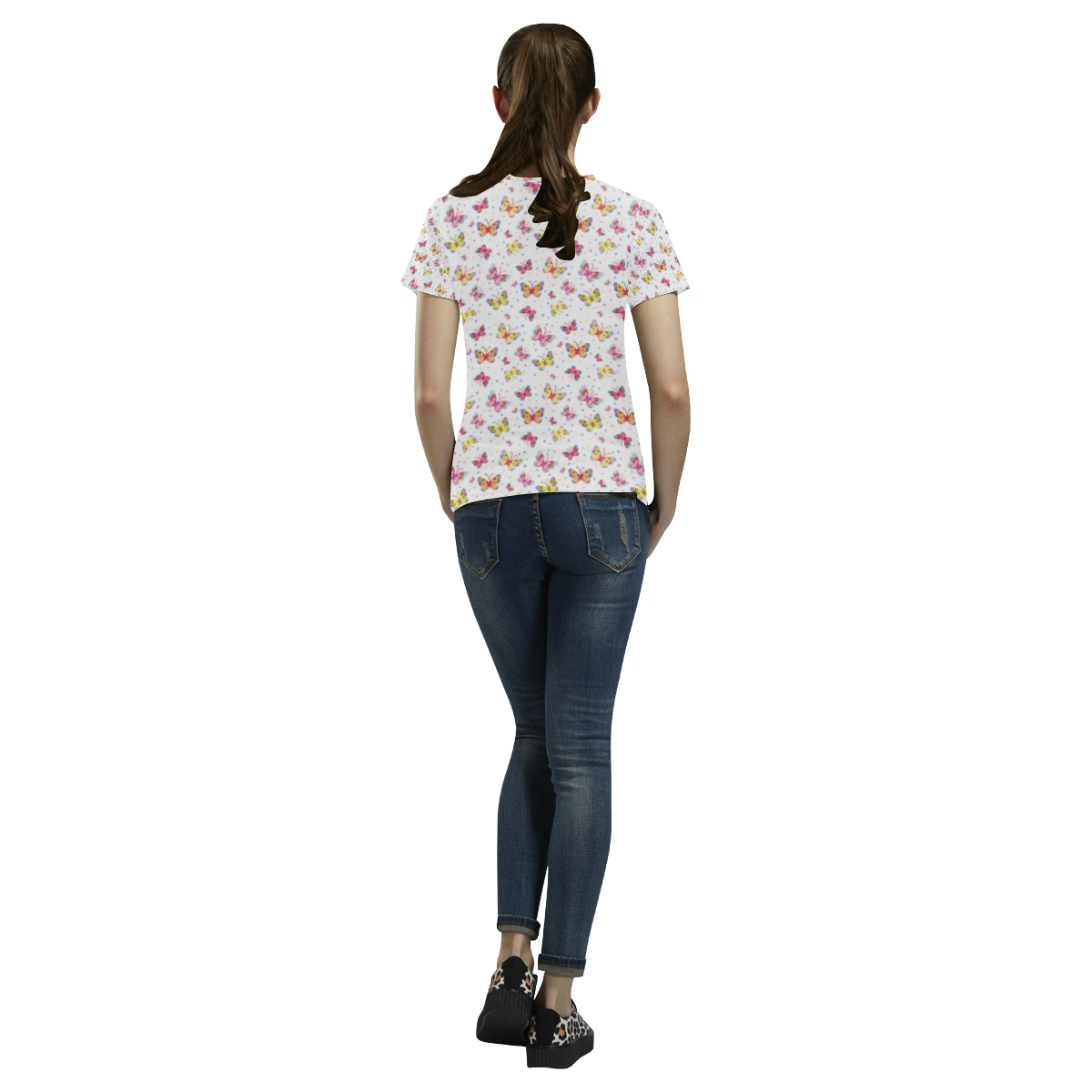 Watercolor Butterflies All Over Print T-Shirt for Women (USA Size) (Model T40)