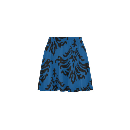 Lapis Blue Damask Mini Skating Skirt (Model D36)