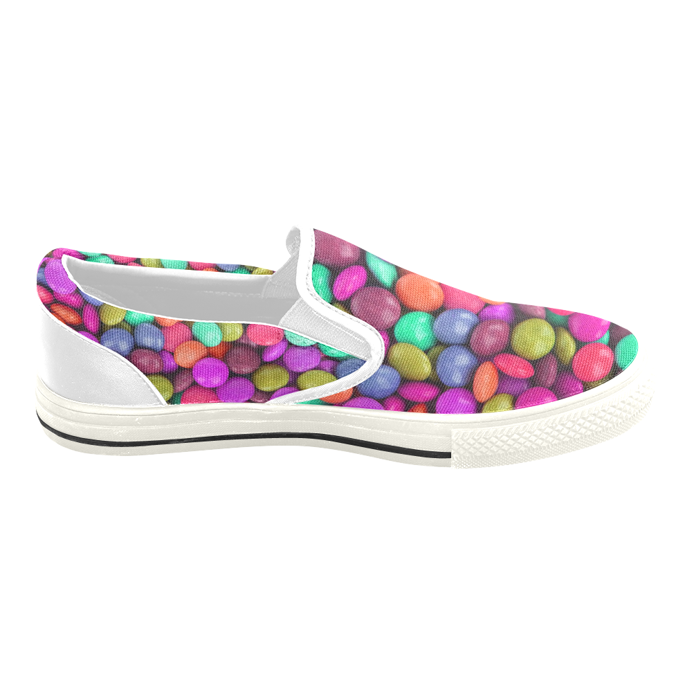 candy buttons Women's Slip-on Canvas Shoes/Large Size (Model 019)