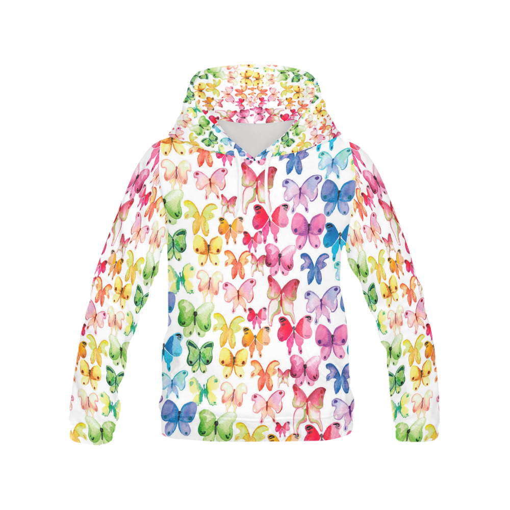 Rainbow Butterflies All Over Print Hoodie for Women (USA Size) (Model H13)