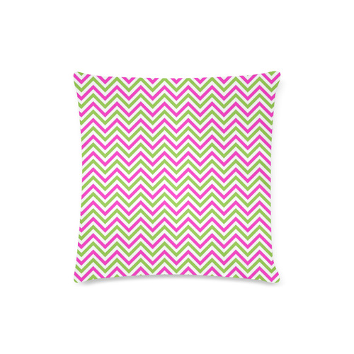 Pink Green White Chevron Custom Zippered Pillow Case 16"x16"(Twin Sides)