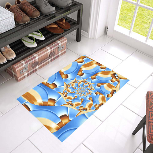 Golden Blue Bubble Spiral Azalea Doormat 24" x 16" (Sponge Material)