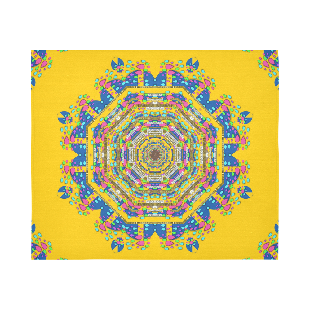 Happy fantasy earth mandala Cotton Linen Wall Tapestry 60"x 51"