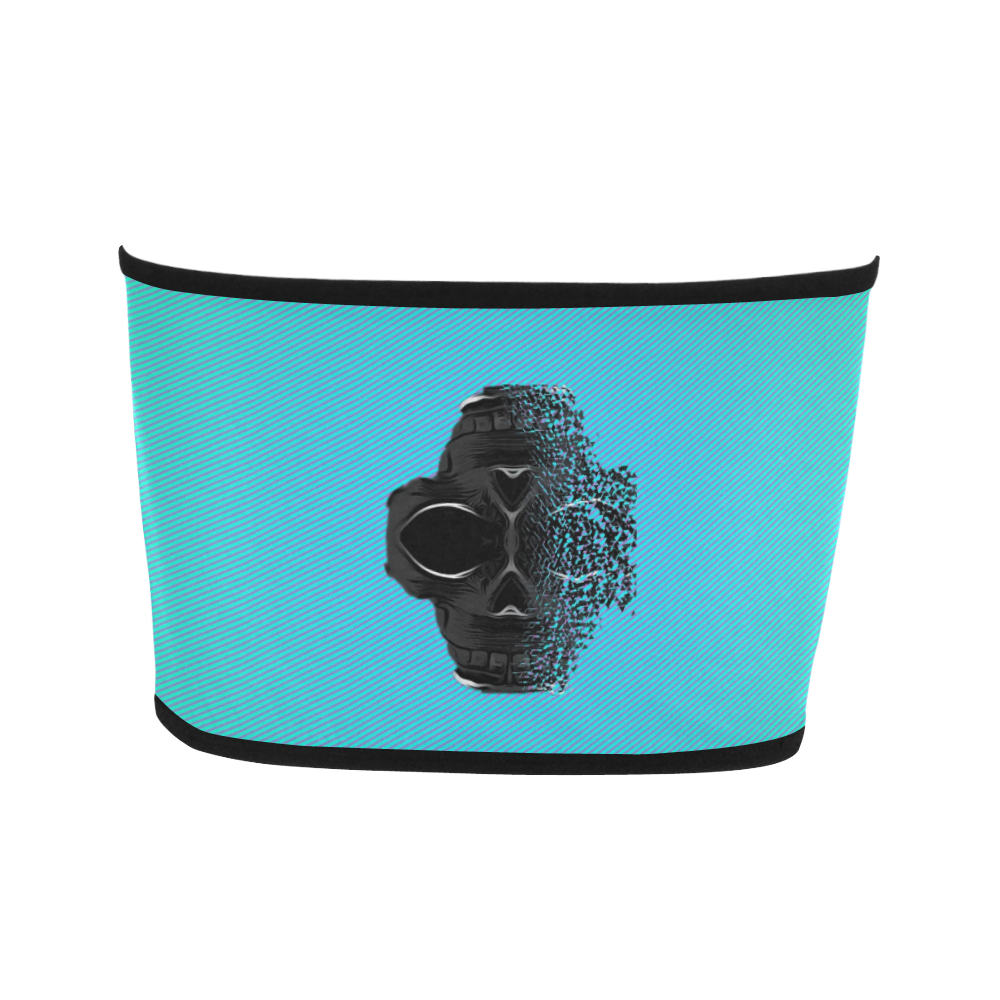 fractal black skull portrait with blue abstract background Bandeau Top