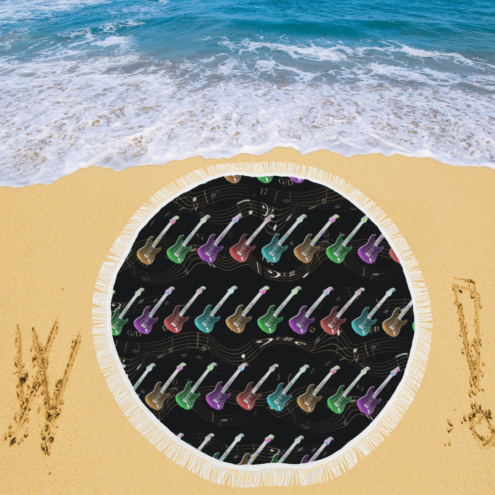 Elecrtric Guitars Circular Beach Shawl 59"x 59"