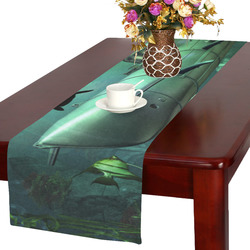 Awesome submarine with orca Table Runner 16x72 inch