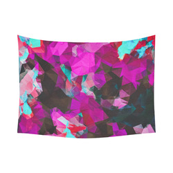 psychedelic geometric polygon abstract pattern in purple pink blue Cotton Linen Wall Tapestry 80"x 60"