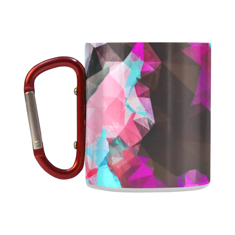 psychedelic geometric polygon abstract pattern in purple pink blue Classic Insulated Mug(10.3OZ)