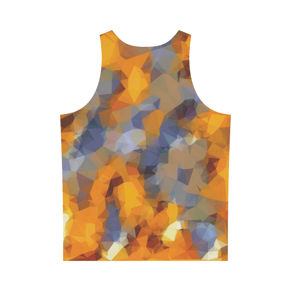 psychedelic geometric polygon abstract pattern in orange brown blue All Over Print Tank Top for Men (Model T43)