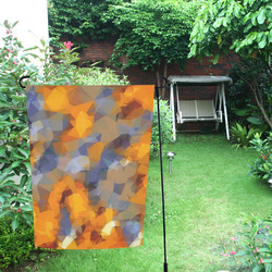 psychedelic geometric polygon abstract pattern in orange brown blue Garden Flag 12‘’x18‘’（Without Flagpole）