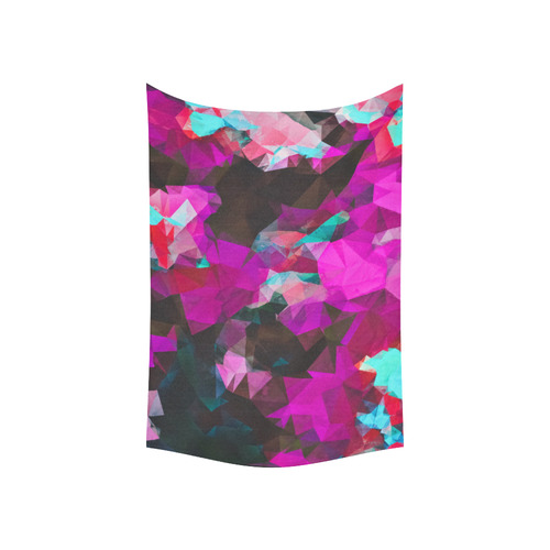 psychedelic geometric polygon abstract pattern in purple pink blue Cotton Linen Wall Tapestry 60"x 40"