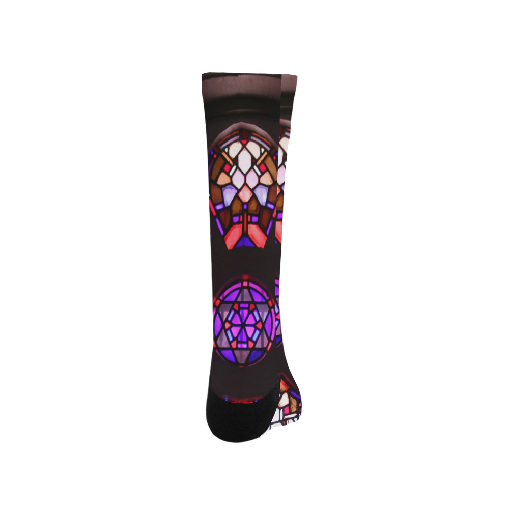 Geometric Purple Pink Rosary Window Mandala Trouser Socks