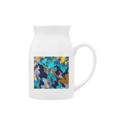 psychedelic geometric polygon abstract pattern in green blue brown yellow Milk Cup (Large) 450ml