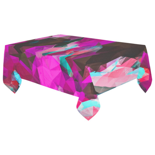 psychedelic geometric polygon abstract pattern in purple pink blue Cotton Linen Tablecloth 60"x 104"