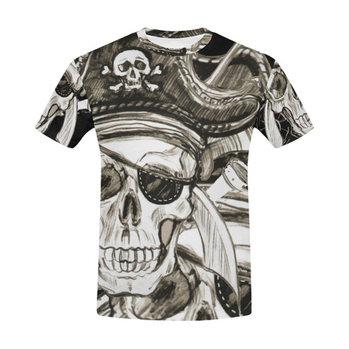 Pirate Skull Bomb Anchor Knives All Over Print T-Shirt for Men (USA Size) (Model T40)