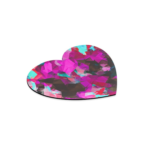 psychedelic geometric polygon abstract pattern in purple pink blue Heart-shaped Mousepad