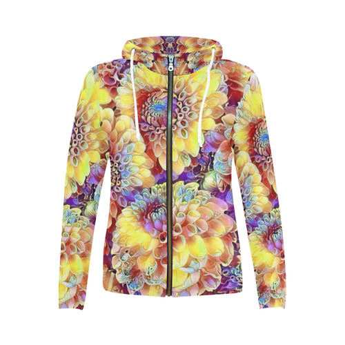 Gorgeous floral C by Jamcolors All Over Print Full Zip Hoodie for Women (Model H14)
