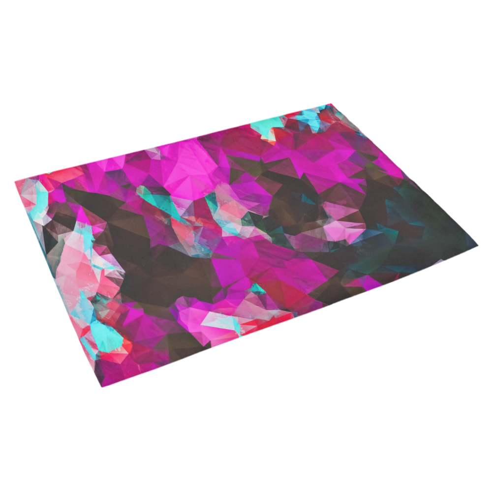 psychedelic geometric polygon abstract pattern in purple pink blue Azalea Doormat 30" x 18" (Sponge Material)