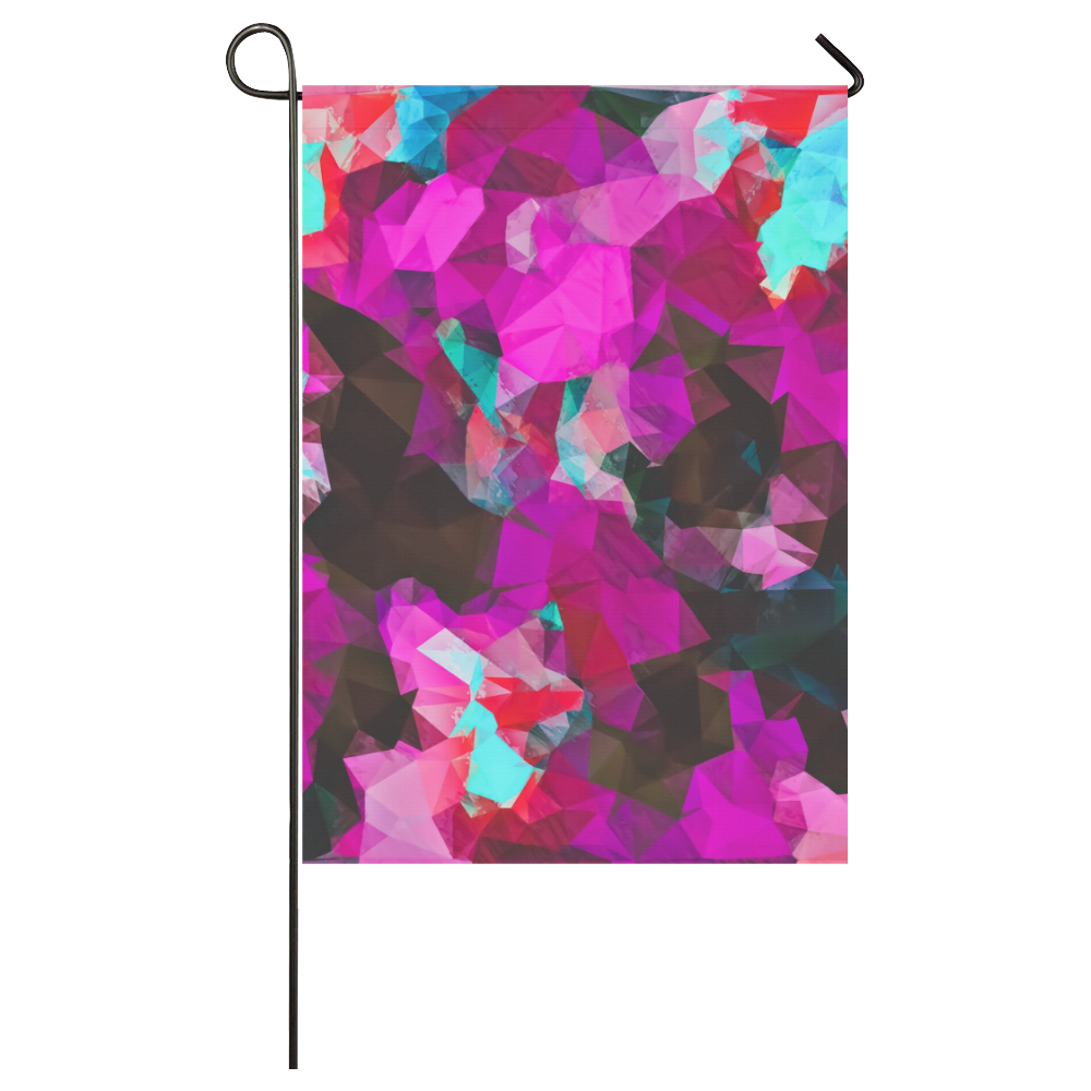 psychedelic geometric polygon abstract pattern in purple pink blue Garden Flag 28''x40'' （Without Flagpole）