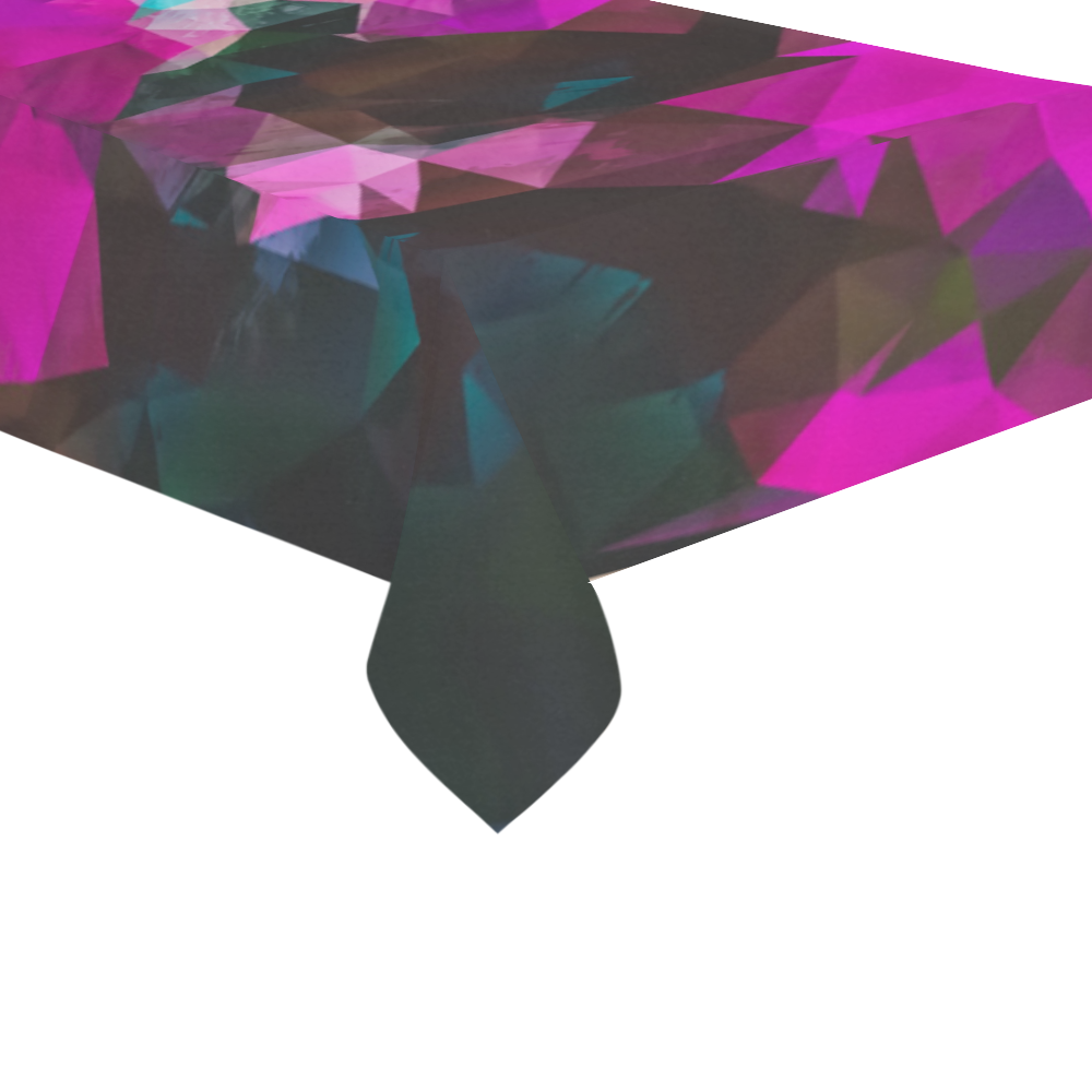 psychedelic geometric polygon abstract pattern in purple pink blue Cotton Linen Tablecloth 60"x120"