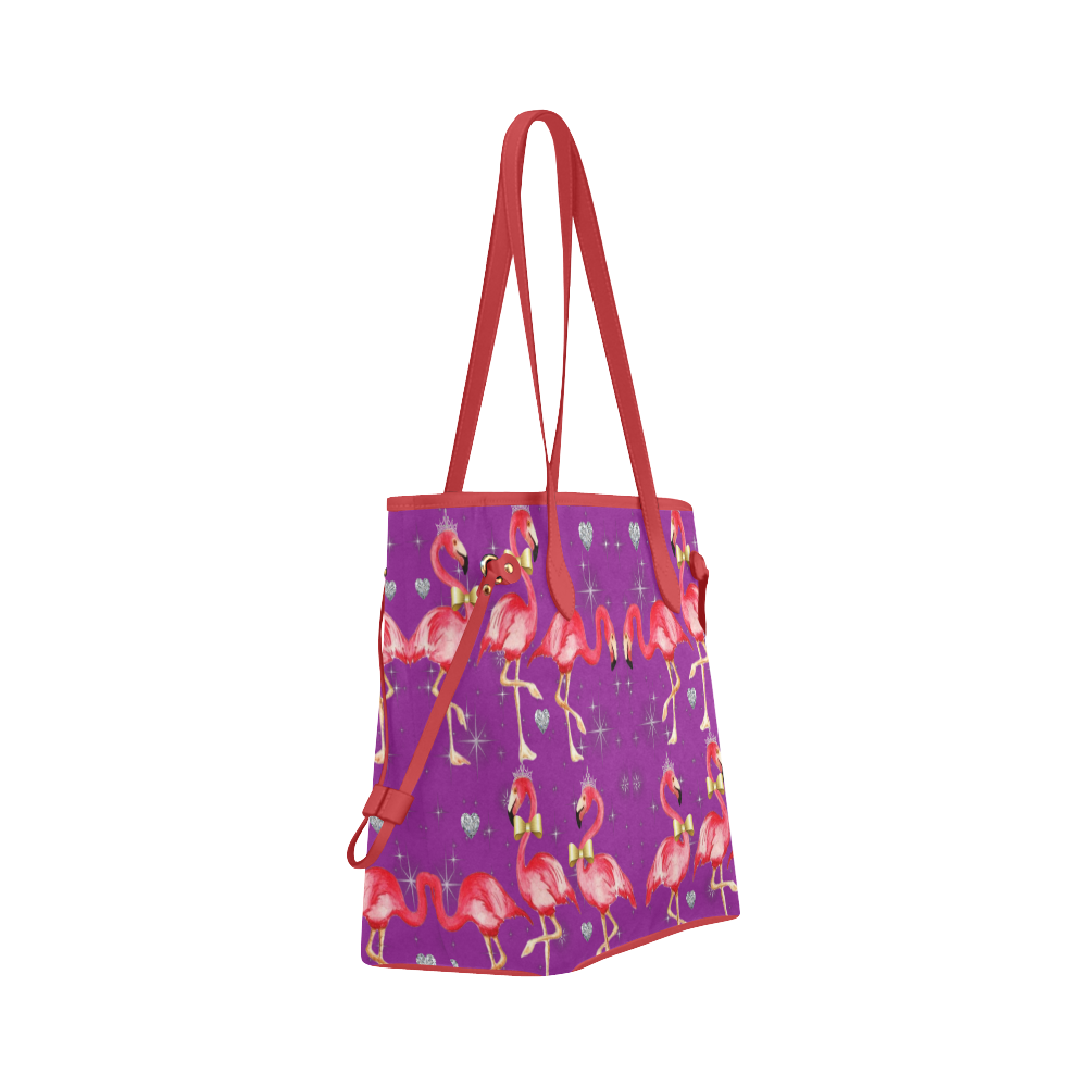 Royal pink flamingo rockabilly fantasy Clover Canvas Tote Bag (Model 1661)