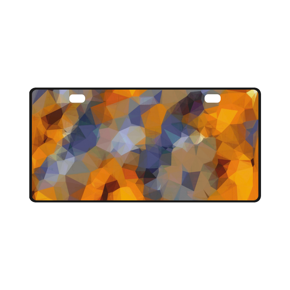 psychedelic geometric polygon abstract pattern in orange brown blue License Plate
