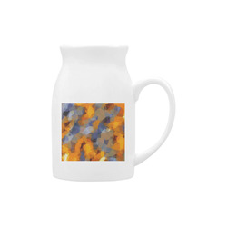 psychedelic geometric polygon abstract pattern in orange brown blue Milk Cup (Large) 450ml