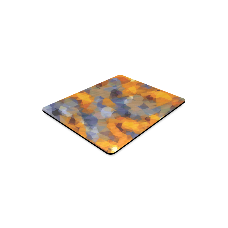 psychedelic geometric polygon abstract pattern in orange brown blue Rectangle Mousepad