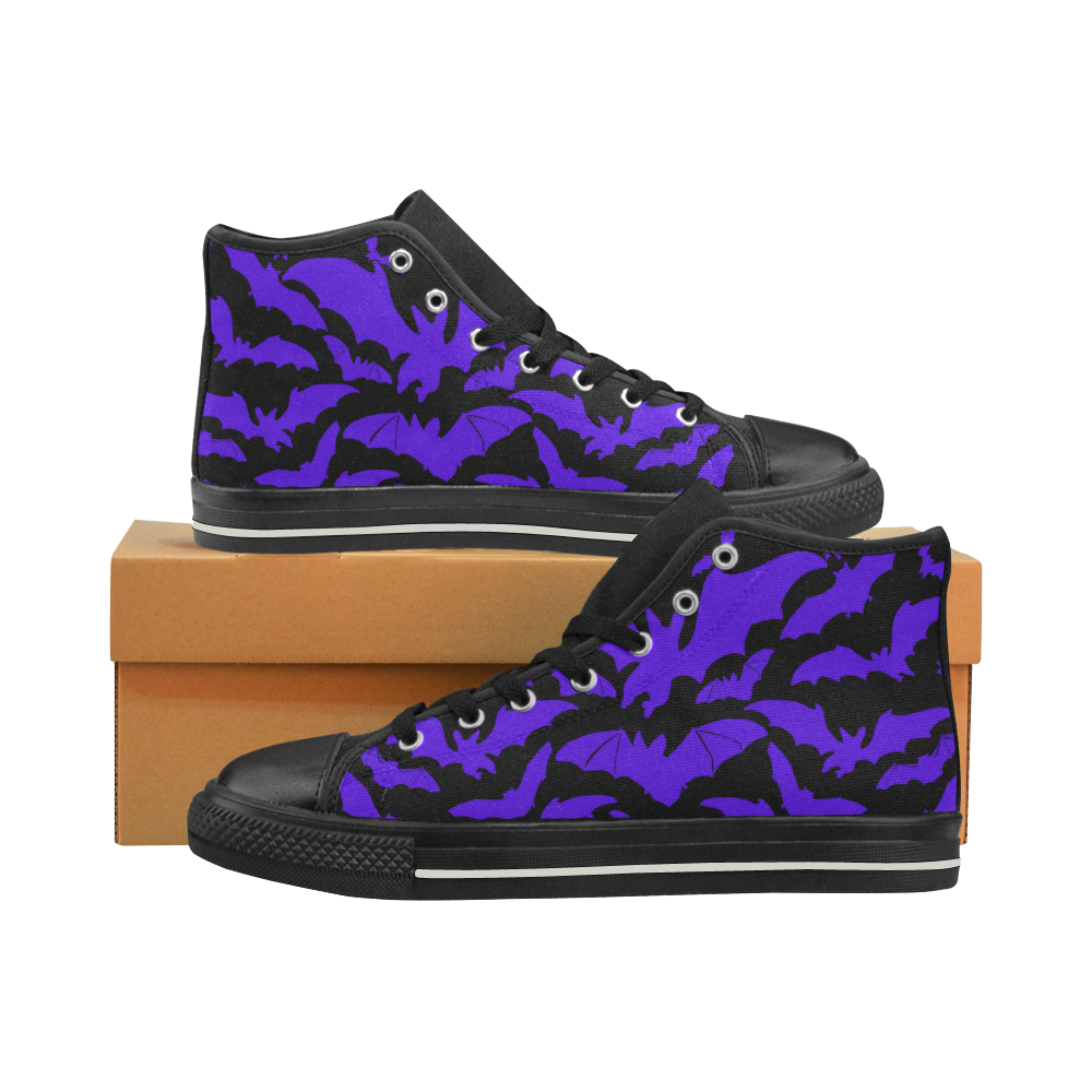 Purple bats Women's Classic High Top Canvas Shoes (Model 017)