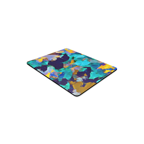 psychedelic geometric polygon abstract pattern in green blue brown yellow Rectangle Mousepad