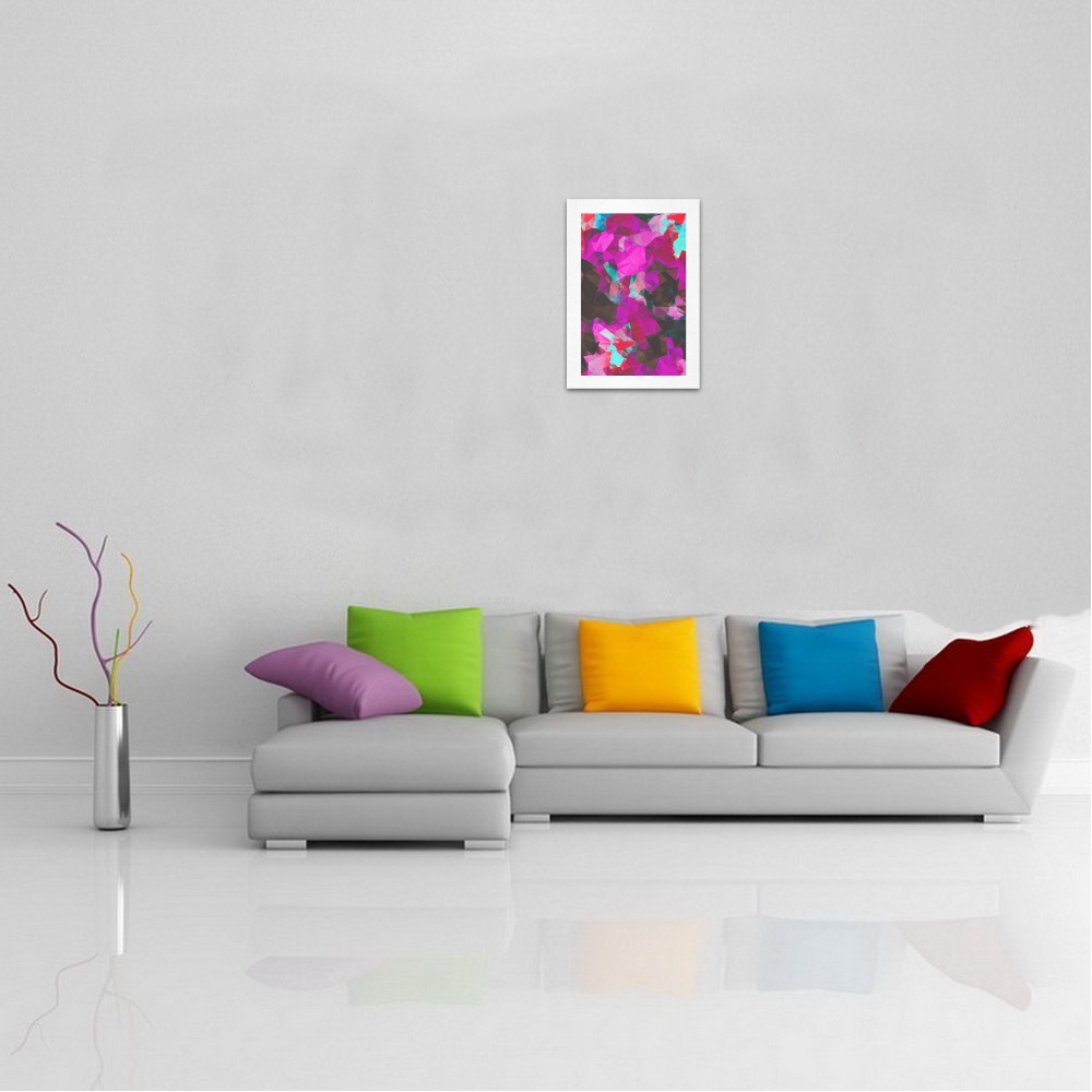 psychedelic geometric polygon abstract pattern in purple pink blue Art Print 7‘’x10‘’