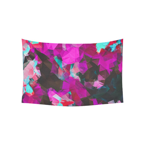psychedelic geometric polygon abstract pattern in purple pink blue Cotton Linen Wall Tapestry 60"x 40"