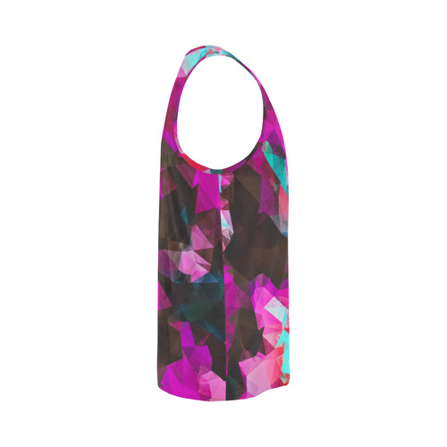 psychedelic geometric polygon abstract pattern in purple pink blue All Over Print Tank Top for Men (Model T43)