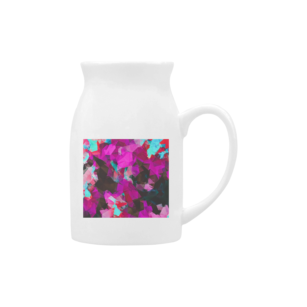 psychedelic geometric polygon abstract pattern in purple pink blue Milk Cup (Large) 450ml