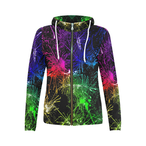 color fun 03B by FeelGood All Over Print Full Zip Hoodie for Women (Model H14)