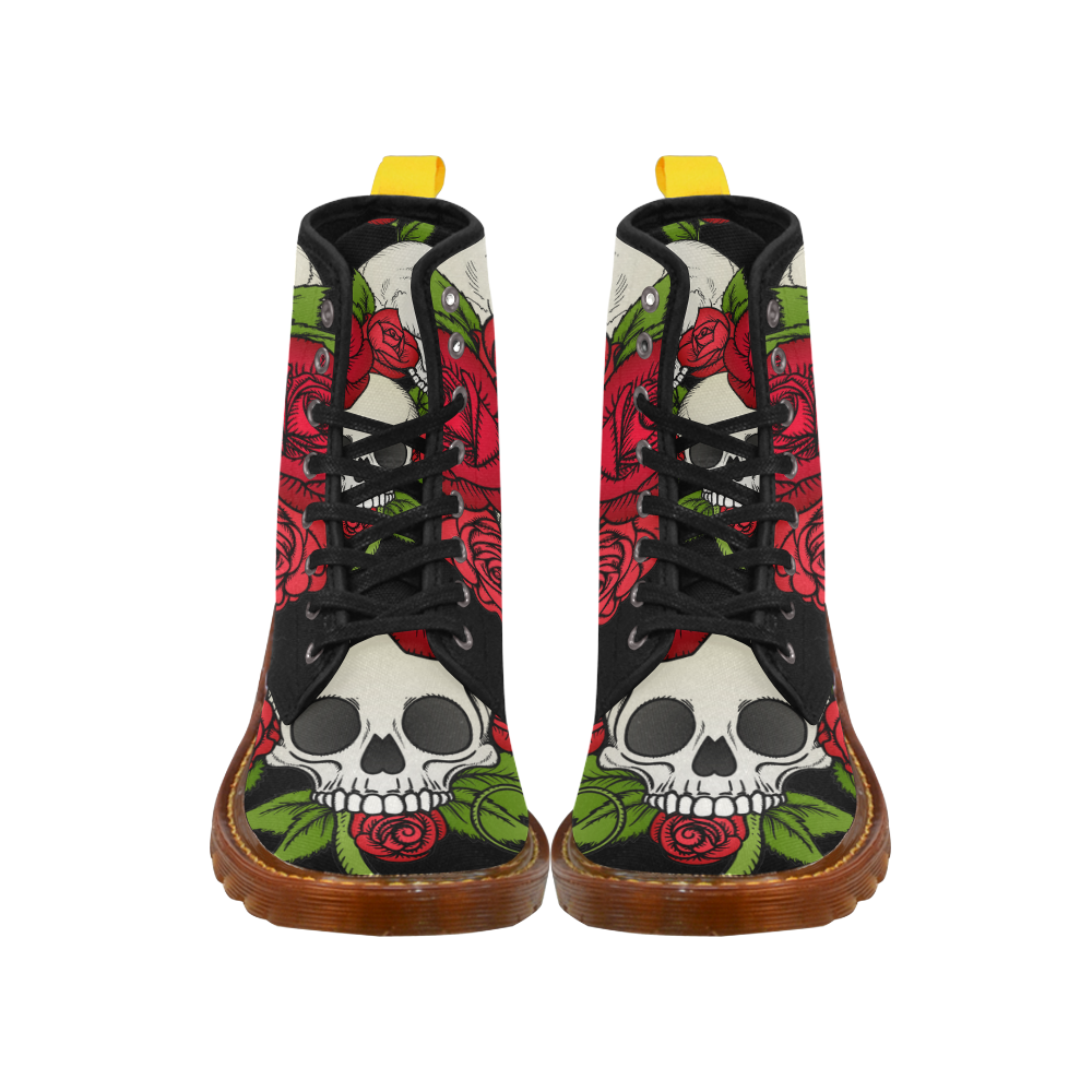 Skulls With Red Roses Martin Boots For Women Model 1203H