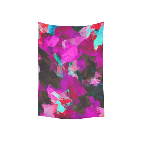 psychedelic geometric polygon abstract pattern in purple pink blue Cotton Linen Wall Tapestry 40"x 60"