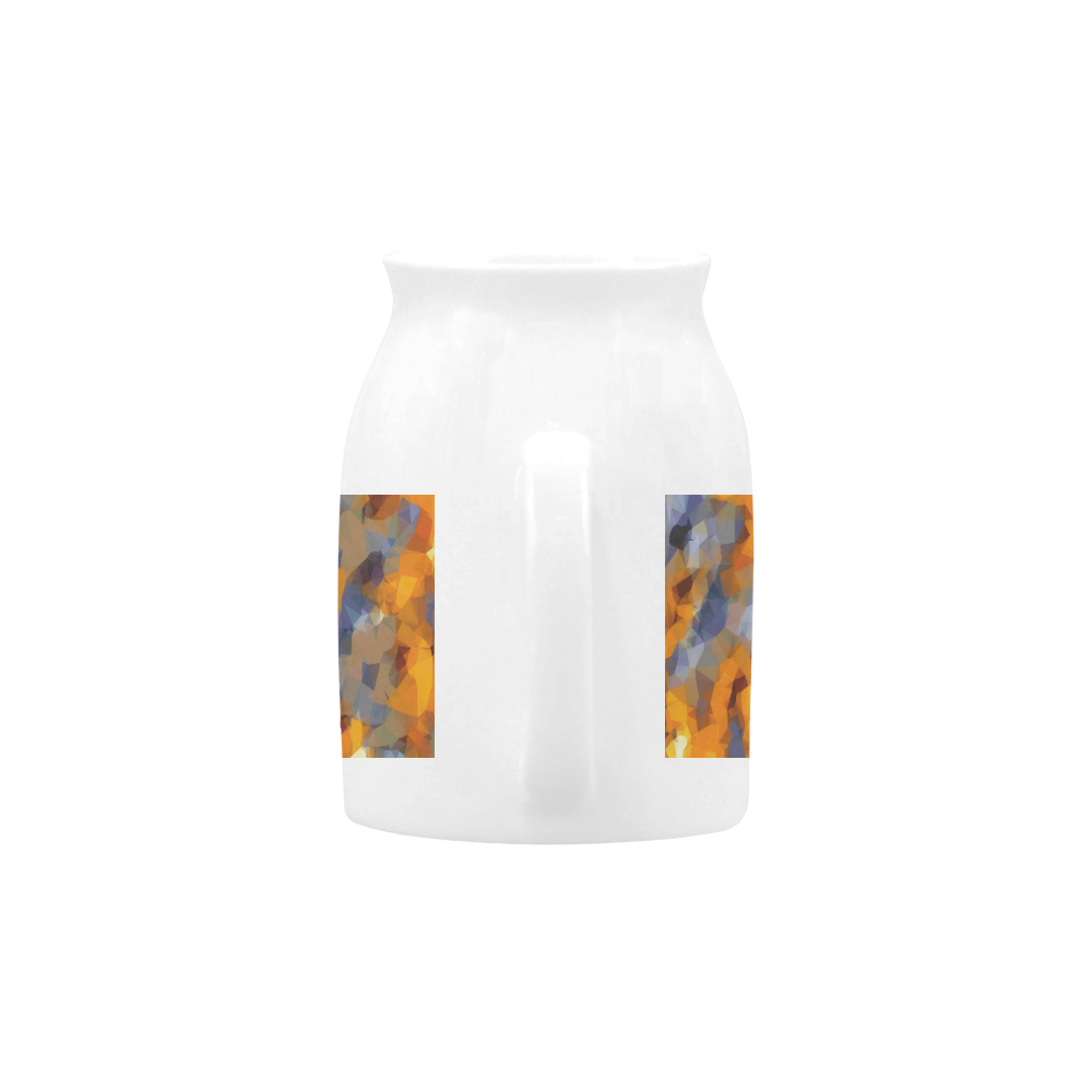 psychedelic geometric polygon abstract pattern in orange brown blue Milk Cup (Small) 300ml